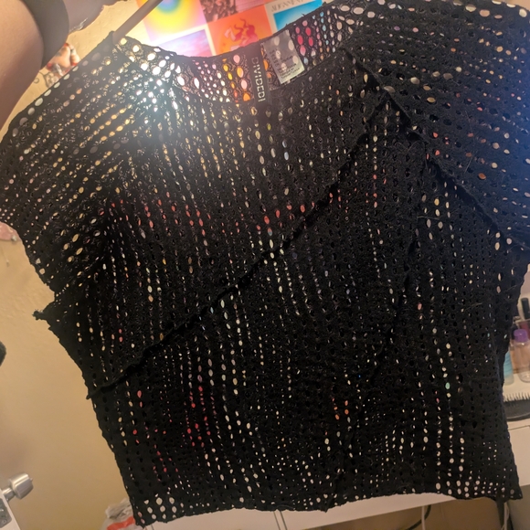 Goth Edgy Grunge Black Mesh Top Size Large - Picture 3 of 7